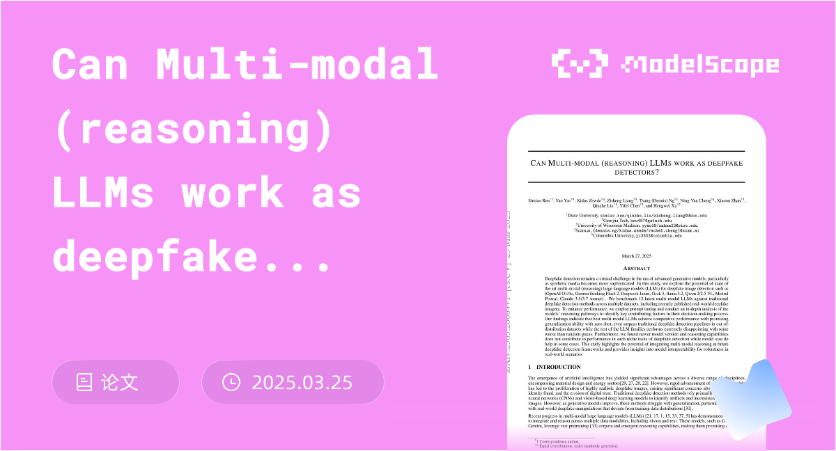 Can Multi-modal (reasoning) LLMs work as deepfake detectors?