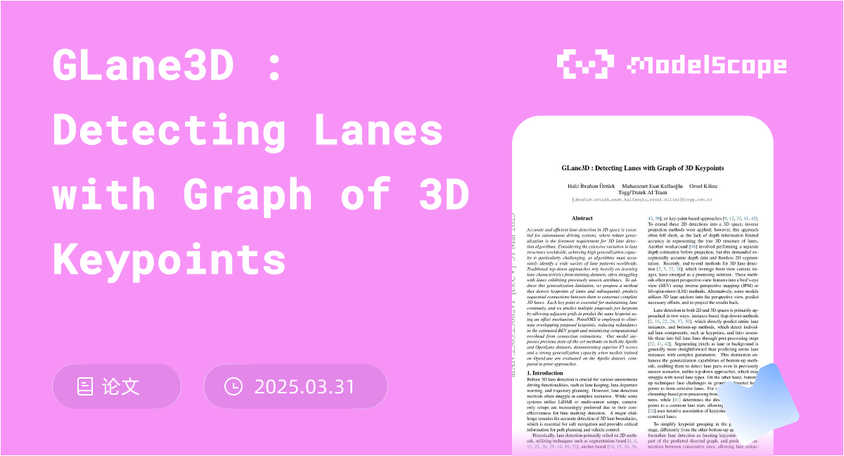 GLane3D : Detecting Lanes with Graph of 3D Keypoints