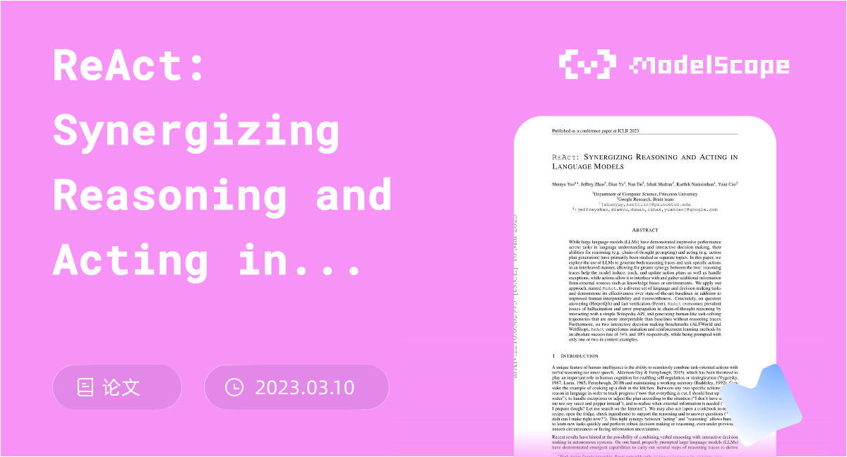 ReAct: Synergizing Reasoning and Acting in Language Models
