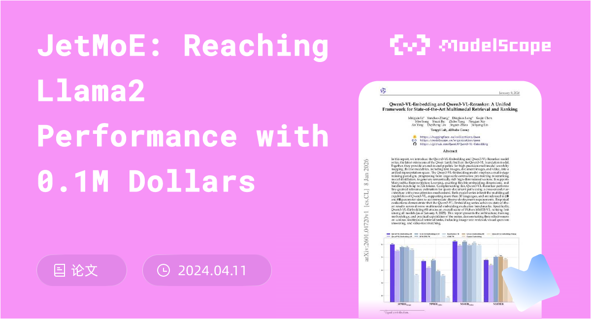 JetMoE: Reaching Llama2 Performance with 0.1M Dollars