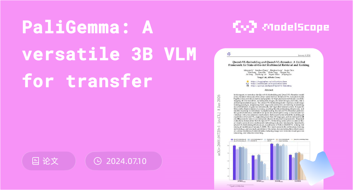PaliGemma: A versatile 3B VLM for transfer