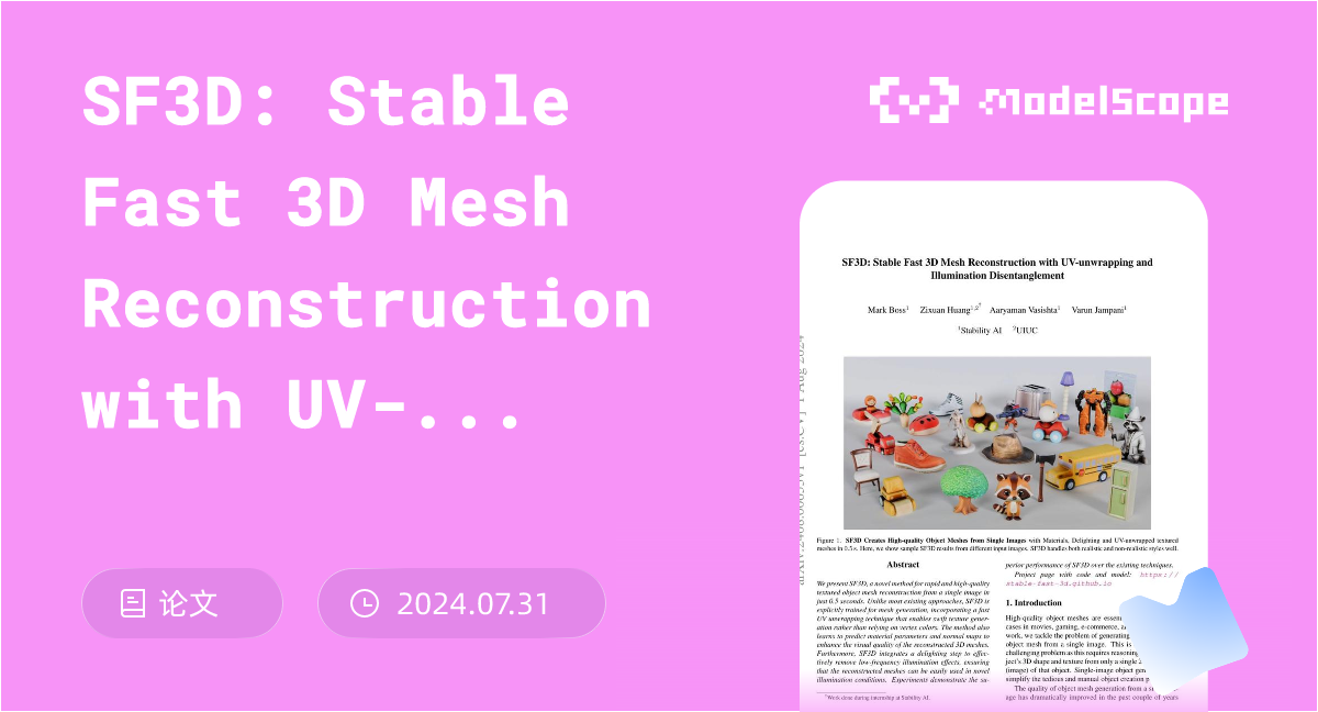 SF3D: Stable Fast 3D Mesh Reconstruction with UV-unwrapping and ...