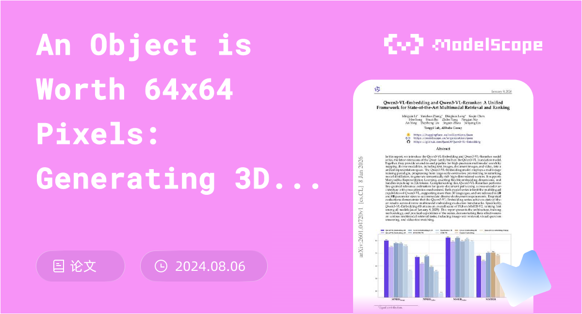 An Object is Worth 64x64 Pixels: Generating 3D Object via Image Diffusion