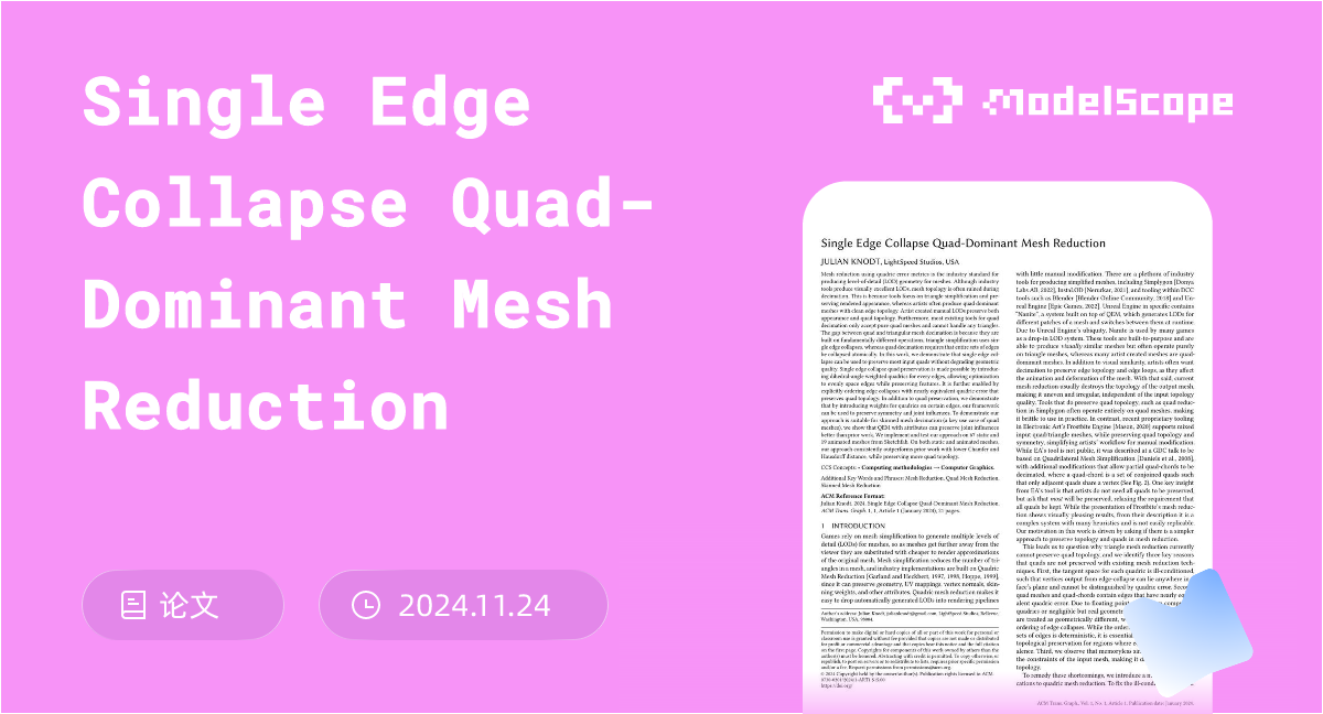 Single Edge Collapse Quad-Dominant Mesh Reduction