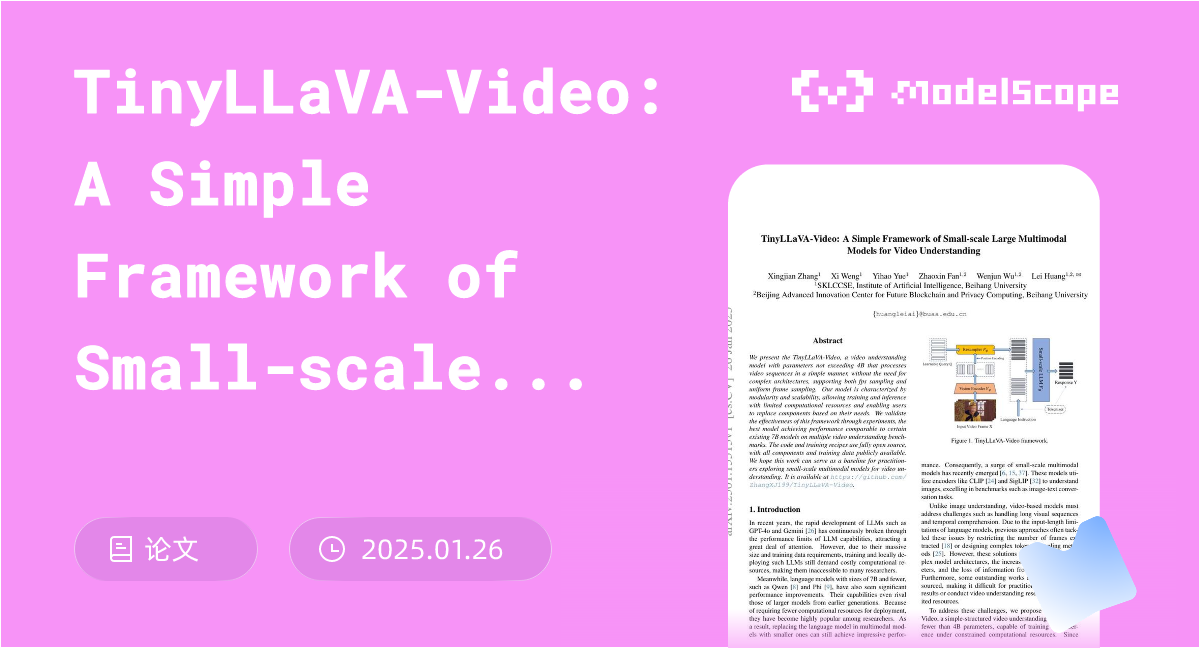 TinyLLaVA-Video: A Simple Framework of Small-scale Large Multimodal ...