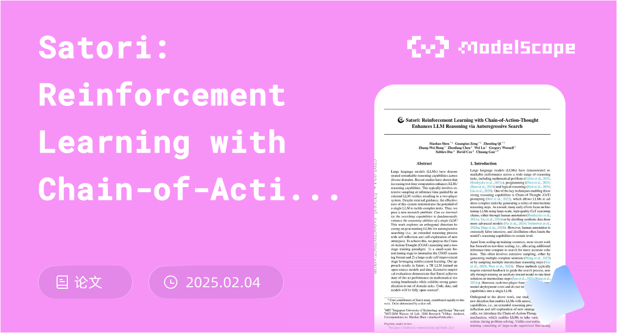 Satori: Reinforcement Learning with Chain-of-Action-Thought Enhances ...
