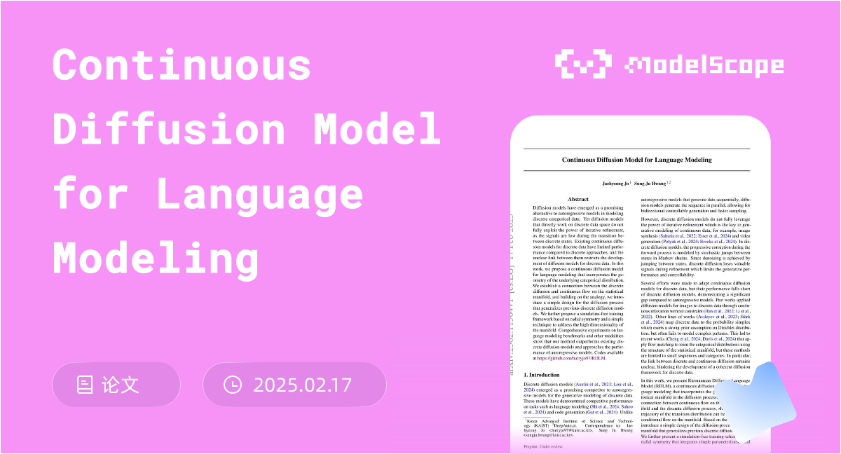 Continuous Diffusion Model for Language Modeling