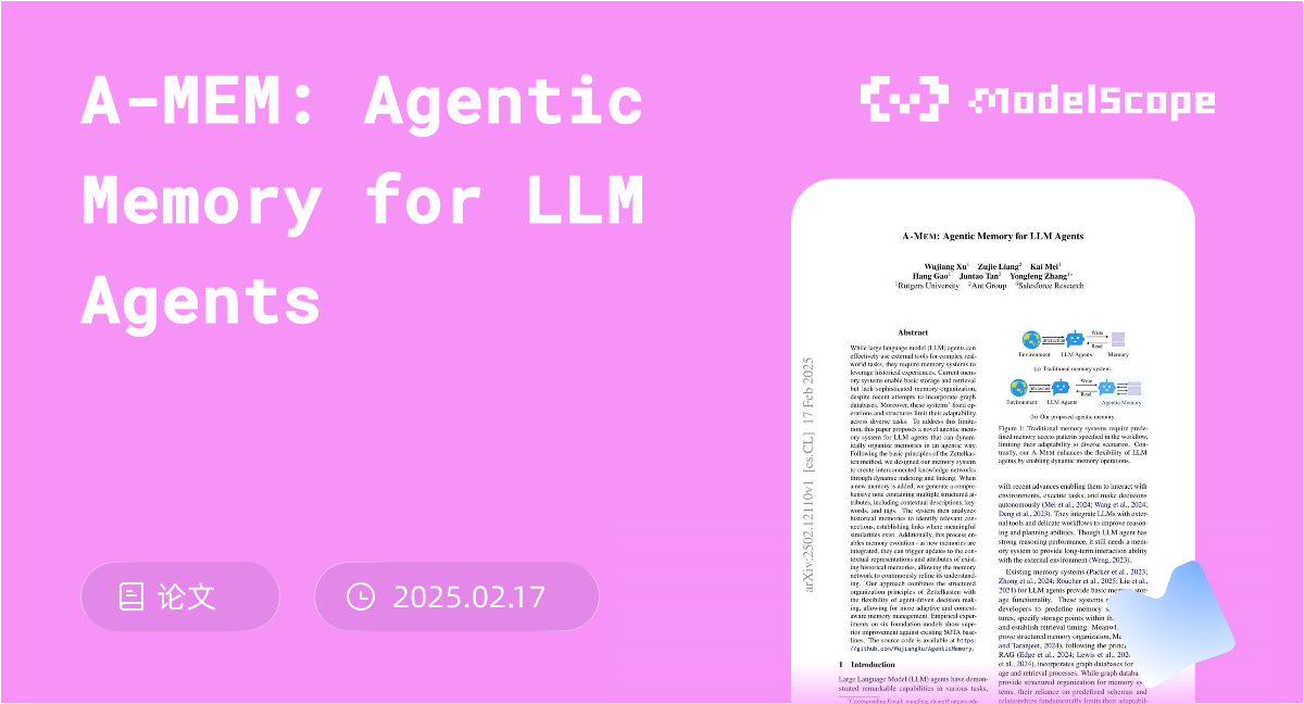 A-MEM: Agentic Memory for LLM Agents