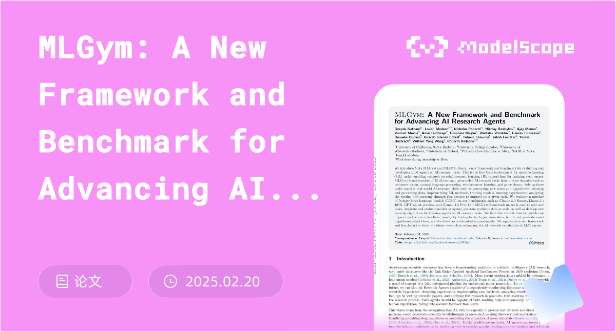 MLGym: A New Framework and Benchmark for Advancing AI Research Agents