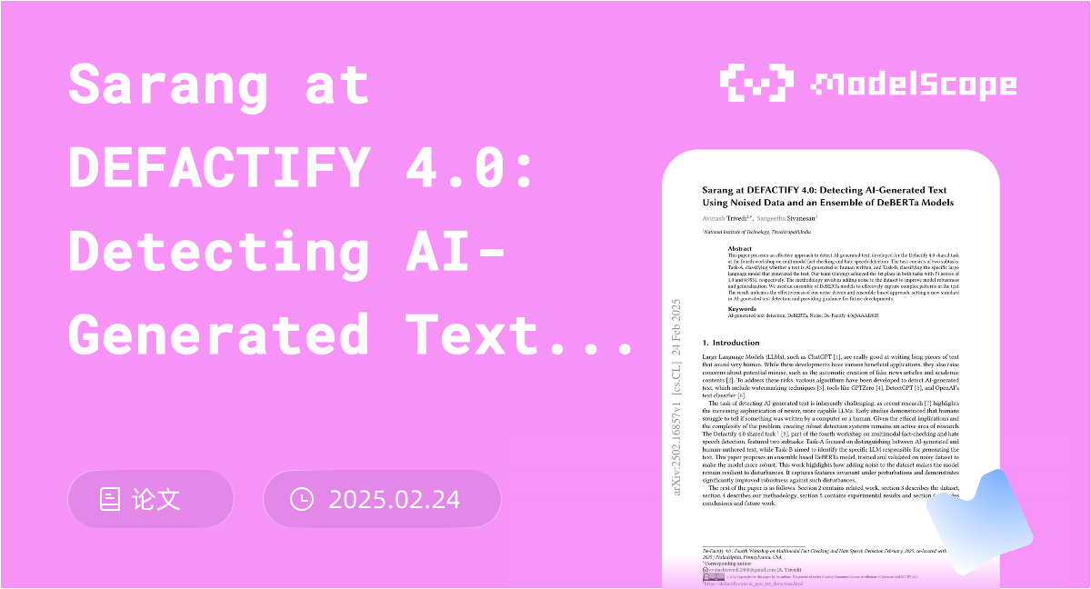 Sarang at DEFACTIFY 4.0: Detecting AI-Generated Text Using Noised Data ...