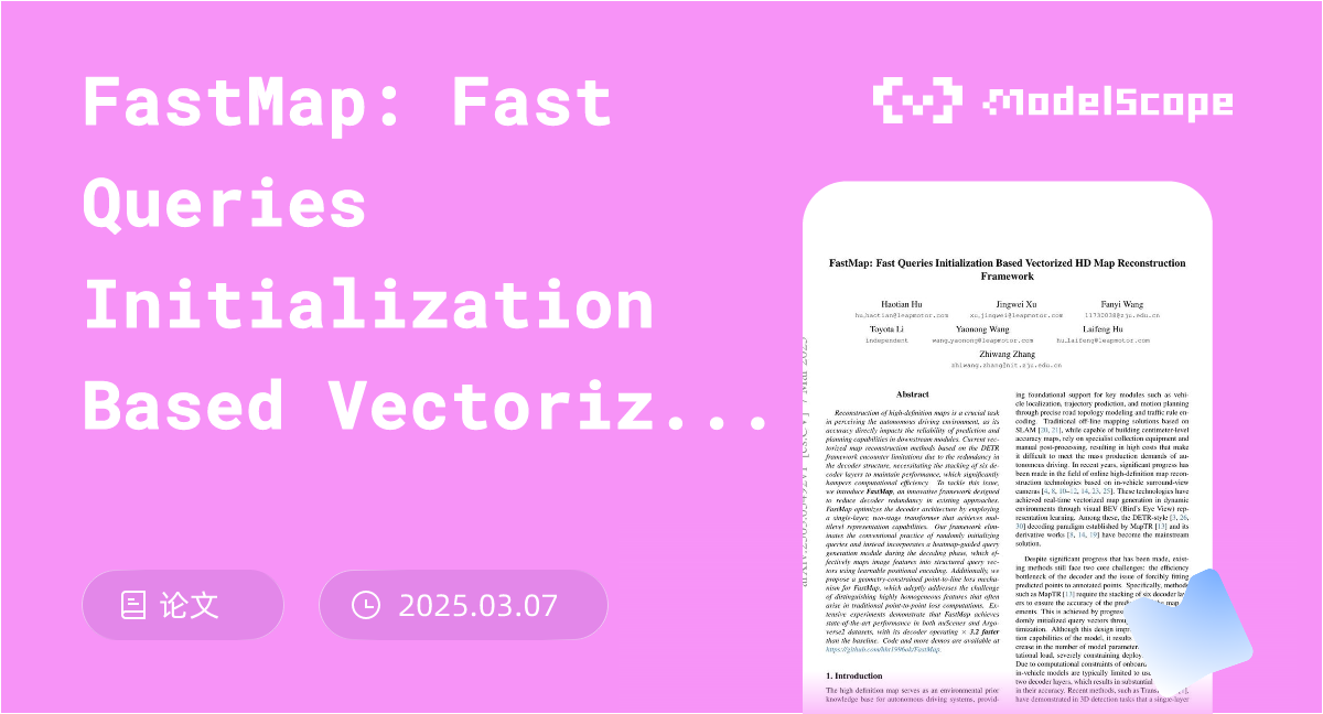 FastMap: Fast Queries Initialization Based Vectorized HD Map ...
