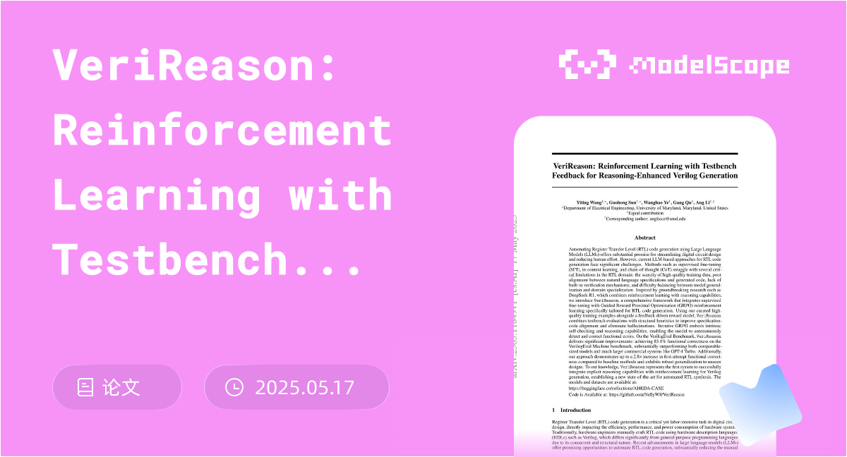 VeriReason: Reinforcement Learning with Testbench Feedback for ...