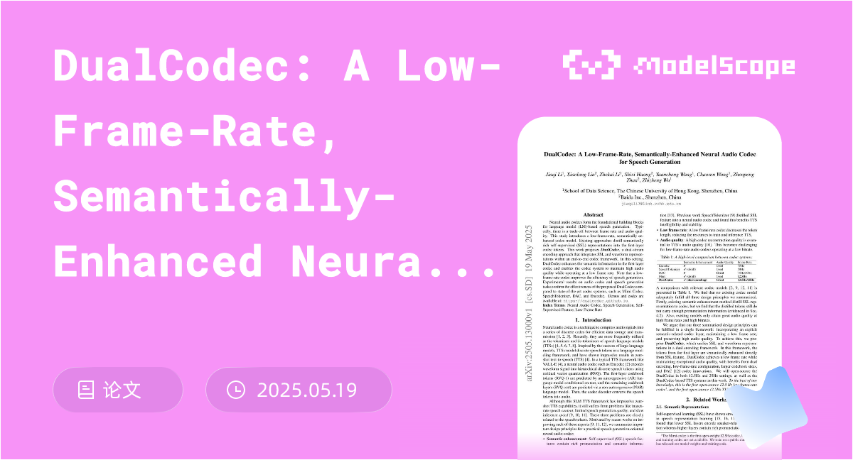 DualCodec: A Low-Frame-Rate, Semantically-Enhanced Neural Audio Codec ...
