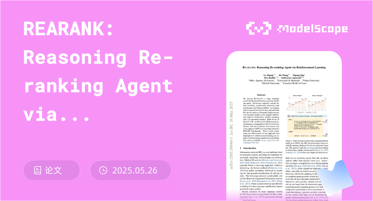 REARANK: Reasoning Re-ranking Agent via Reinforcement Learning
