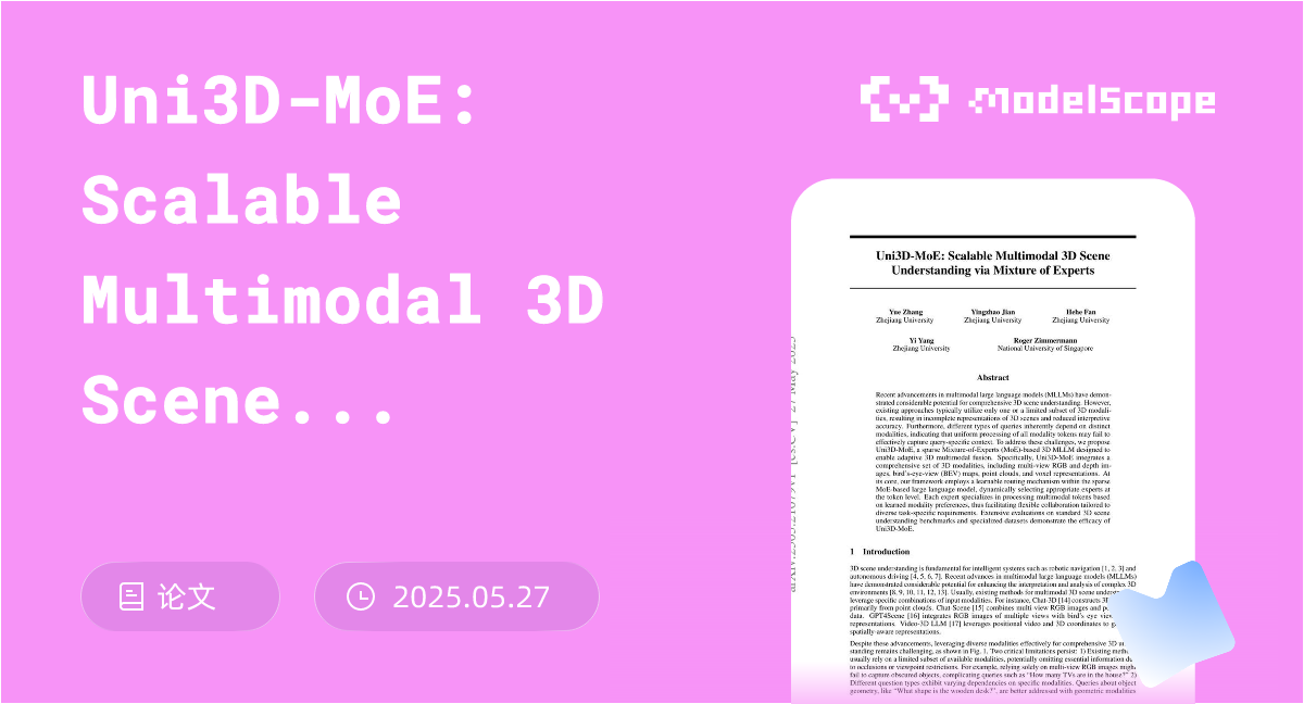 Uni3D-MoE: Scalable Multimodal 3D Scene Understanding via Mixture of ...