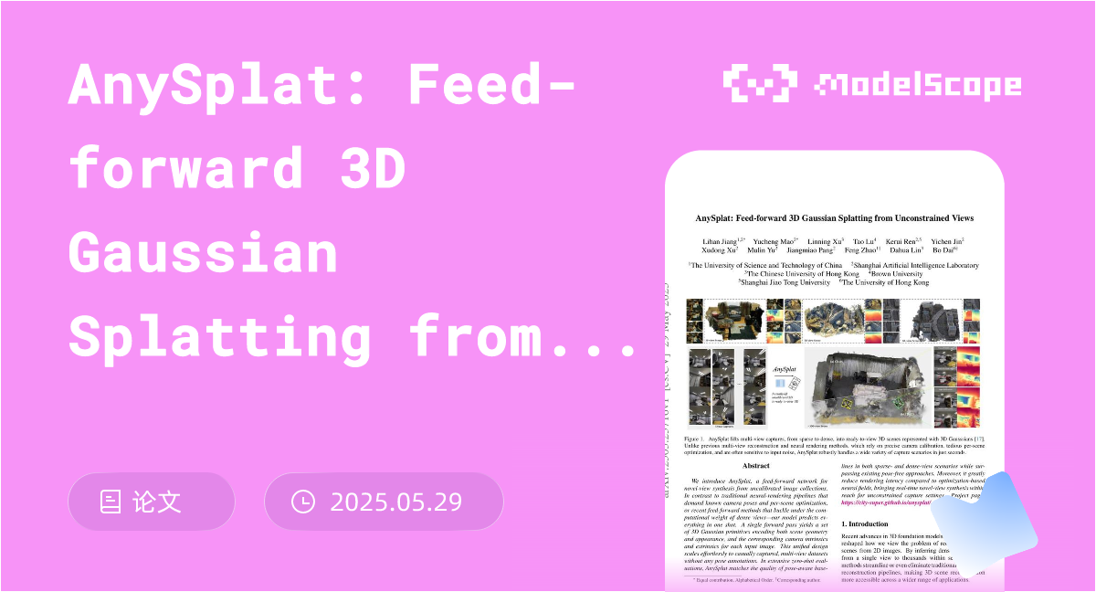 AnySplat: Feed-forward 3D Gaussian Splatting from Unconstrained Views