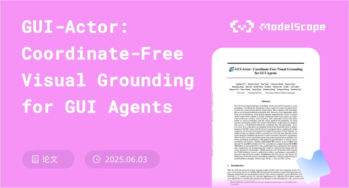 GUI-Actor: Coordinate-Free Visual Grounding for GUI Agents