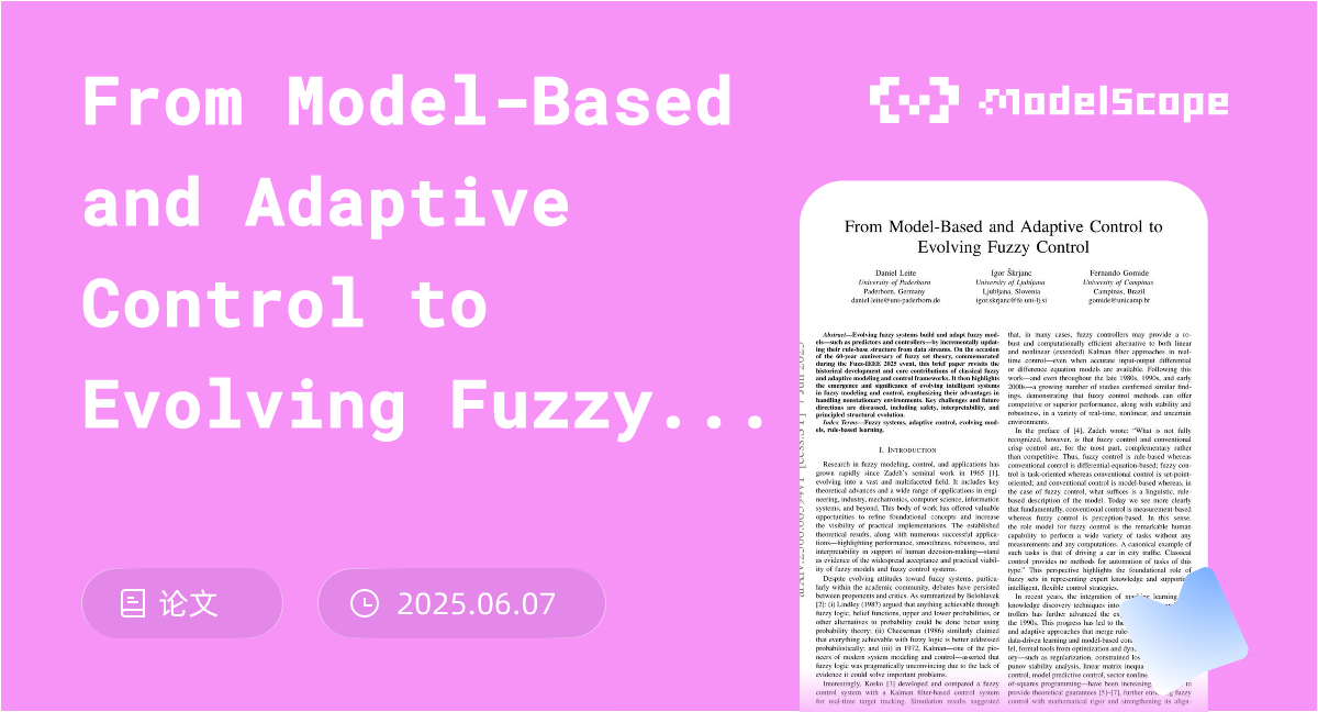 From Model-Based and Adaptive Control to Evolving Fuzzy Control
