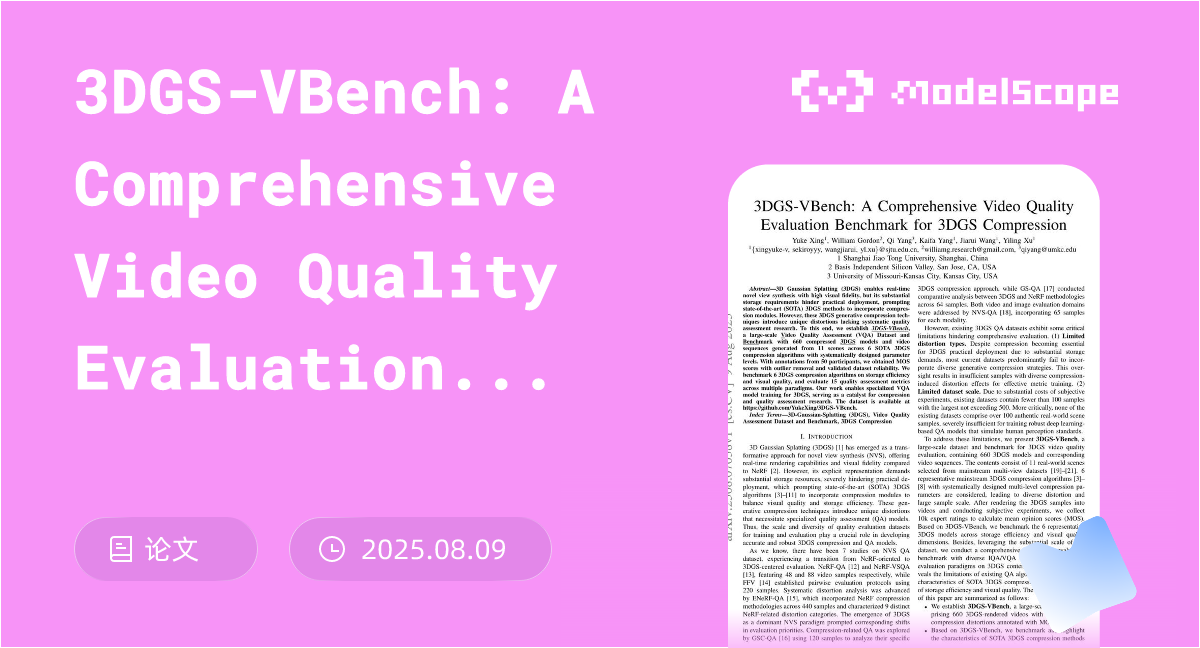 3DGS-VBench: A Comprehensive Video Quality Evaluation Benchmark for ...