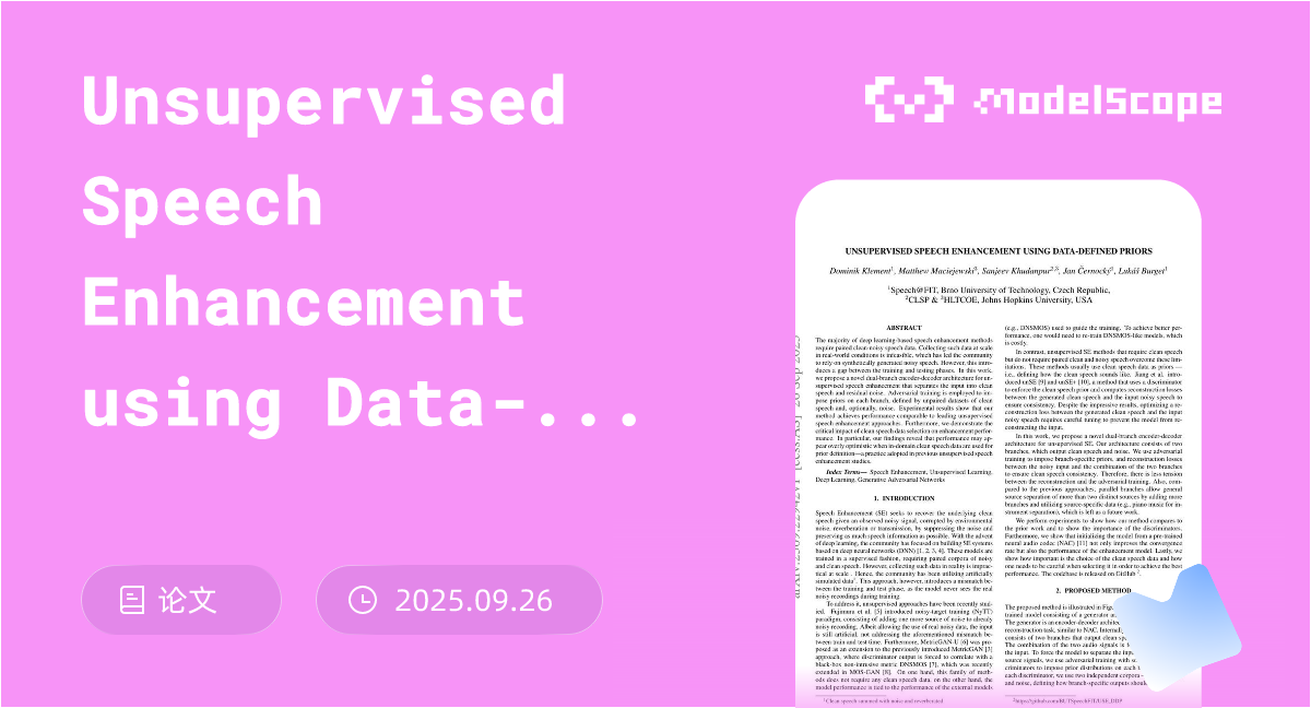 Unsupervised Speech Enhancement using Data-defined Priors