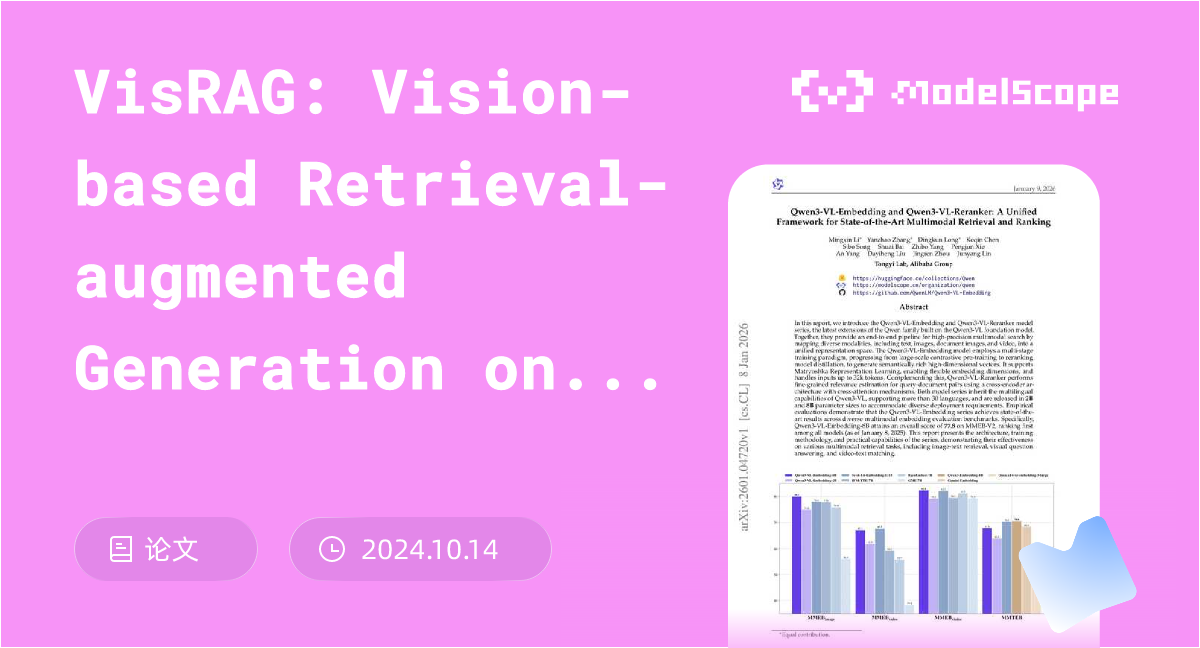 VisRAG: Vision-based Retrieval-augmented Generation on Multi-modality ...