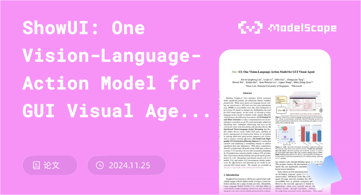 ShowUI: One Vision-Language-Action Model for GUI Visual Agent